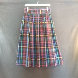 VINTAGE Michel wool plaid pleated  skirt, sz 13/14